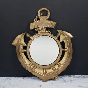 US Navy Chief Brass Anchor Mirror Vintage